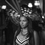 Juma Xipaia photograph, in feather headdress